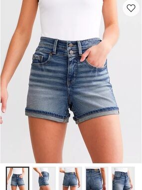 Buckle Women's Blue Double-Button Rolled Hem Jean Shorts
